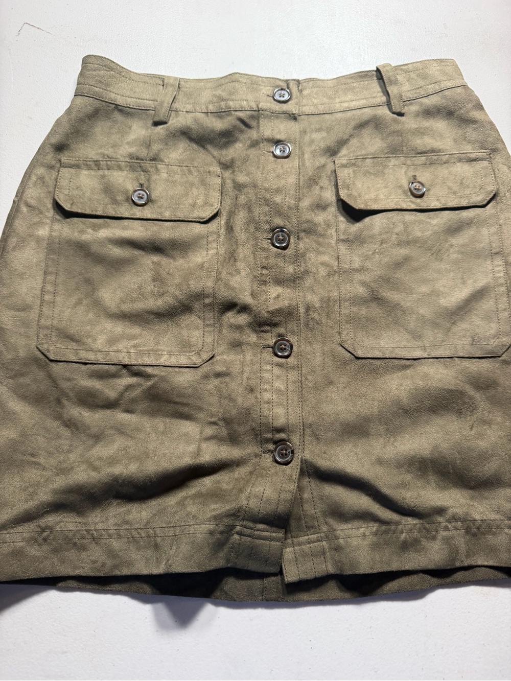 Banana Republic Button-Front Olive Utility Mini Skirt